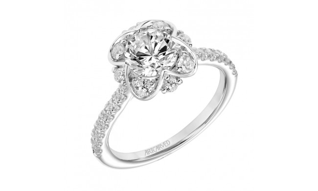 Artcarved Bridal Mounted with CZ Center Classic Contemporary Engagement Ring Lillian 14K White Gold - 31-V860ERW-E.00