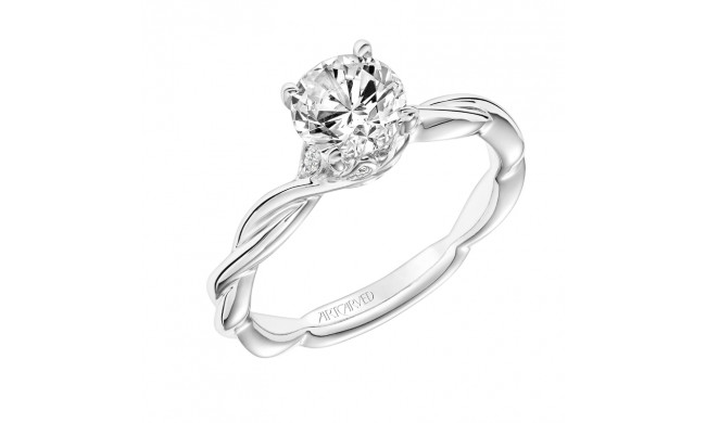 Artcarved Bridal Mounted with CZ Center Contemporary Floral Twist Engagement Ring Aster 14K White Gold - 31-V845ERW-E.00