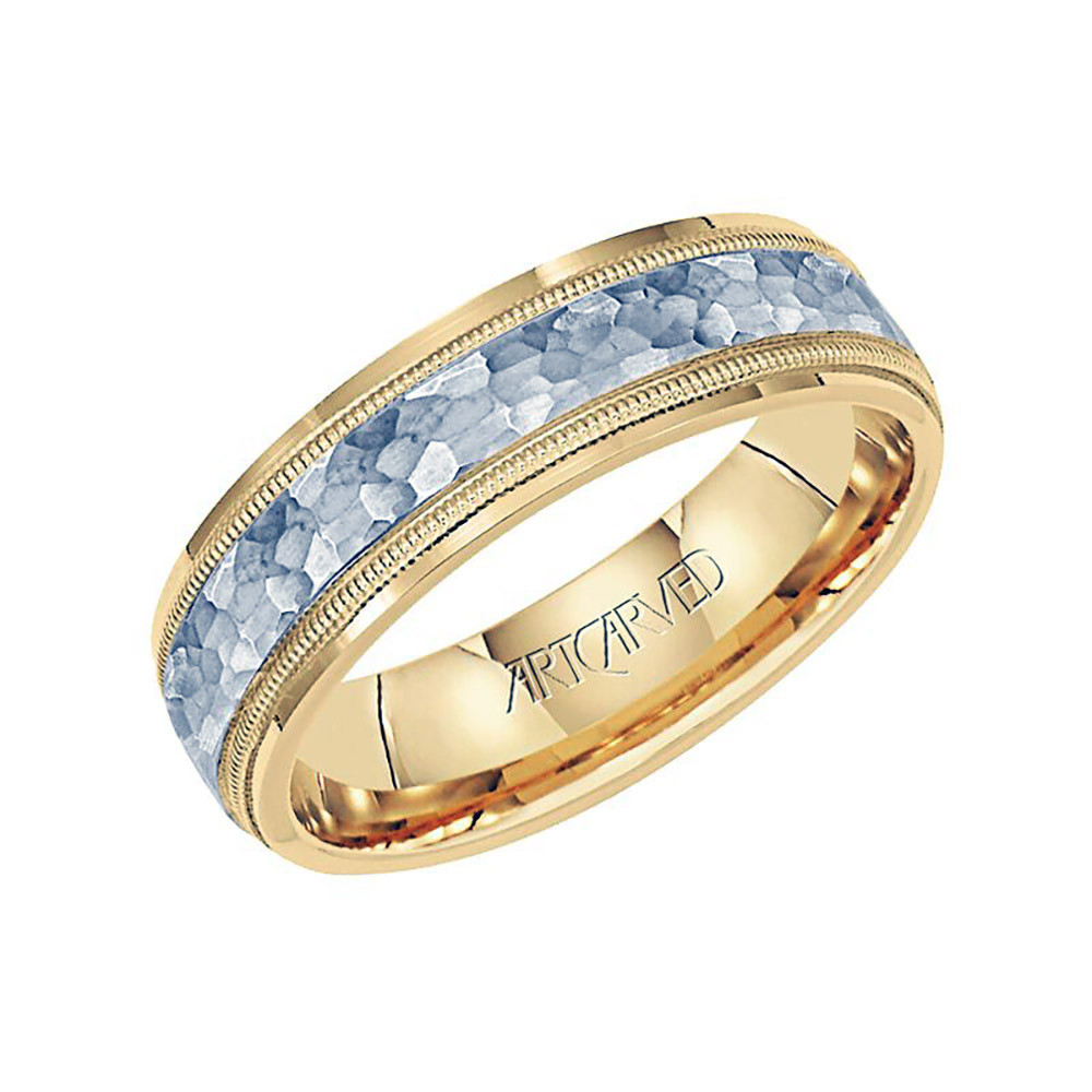 Men's AXL Two Tone 14K Gold Satin Band Wedding Ring, Size: 12