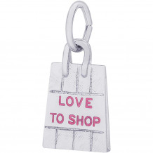 Sterling Silver Shopping Bag - Pink Paint Charm