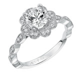 Artcarved Bridal Semi-Mounted with Side Stones Vintage Floral Halo Engagement Ring Sabina 14K White Gold - 31-V567ERW-E.01 photo
